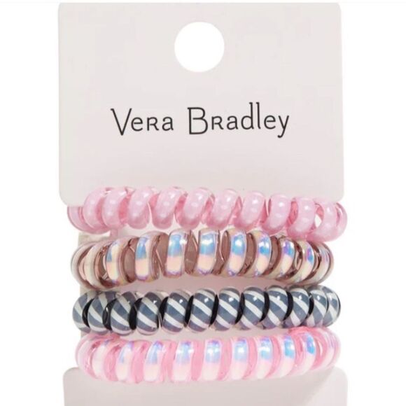 VERA BRADLEY Set of 4 Spiral Hair Elastics in Sweet Wildflowers/NIP - Picture 1 of 4